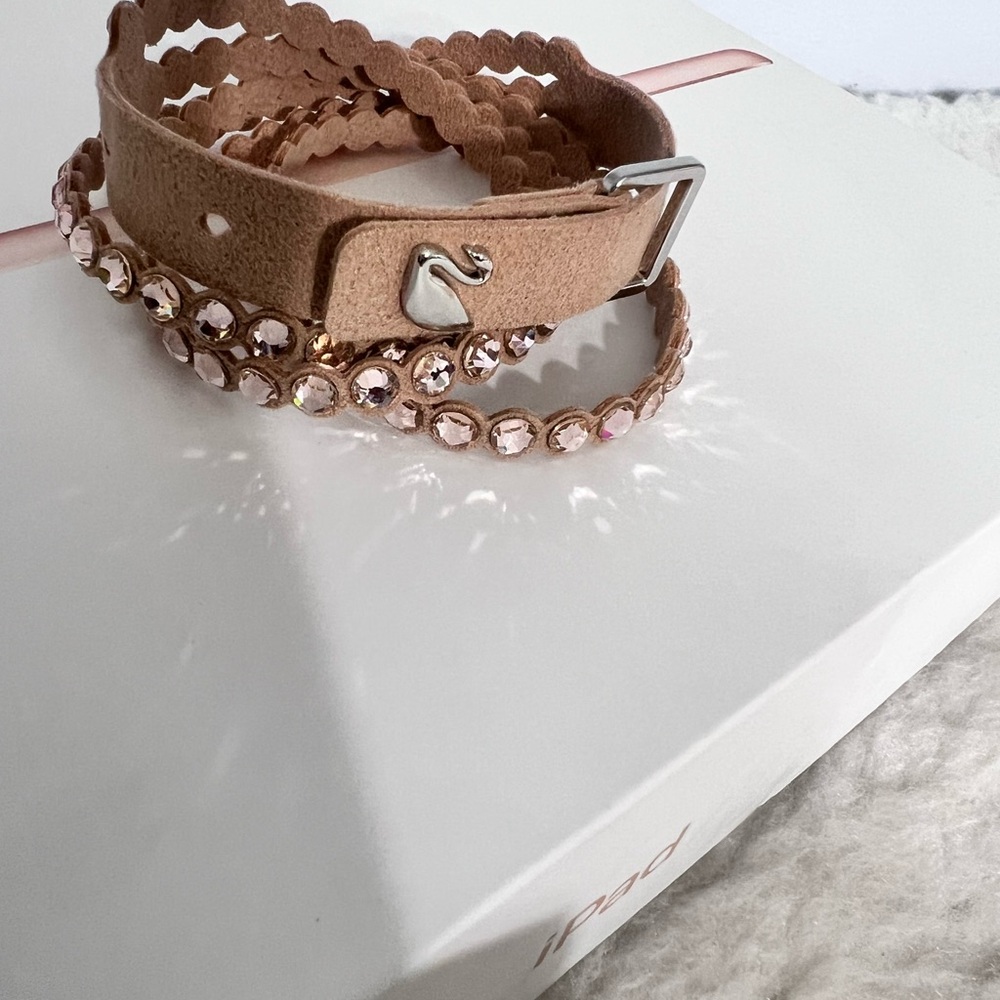 Swarovski Tan and Pink Watch with Crystal Elegance